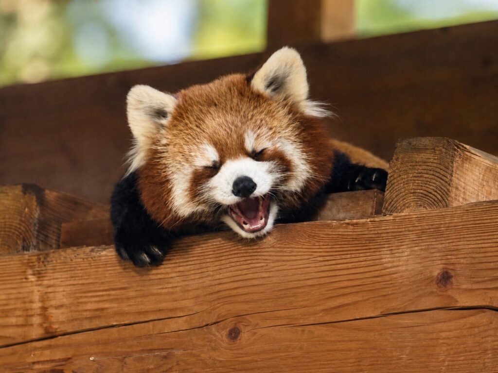 レッサーパンダのあくび