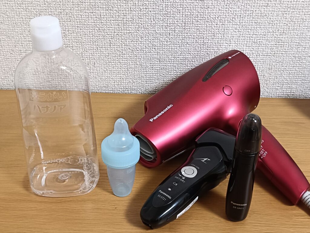 ハナノア、パナソニックナノケアドライヤー、ラムダッシュ髭剃り、エチケットカッター、集合まとめ